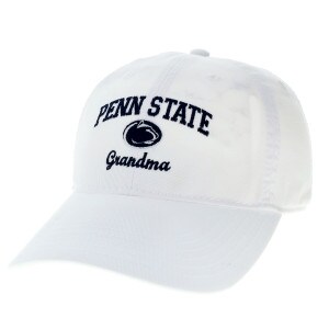 white twill hat with stitched Penn State and Grandma